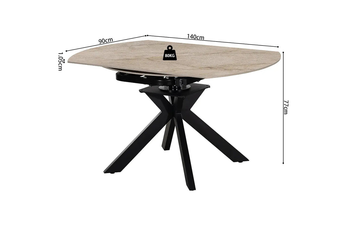 Table Extensible Ronde Plateau en Pierre ATHENYA - 140 x 90 à 140 cm