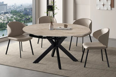 Table Extensible Ronde Plateau en Pierre ATHENYA - 140 x 90 à 140 cm