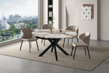 Table Extensible Ronde Plateau en Pierre ATHENYA - 140 x 90 à 140 cm