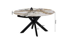 Table Extensible Ronde Plateau en Pierre ATHENYA - 140 x 90 à 140 cm