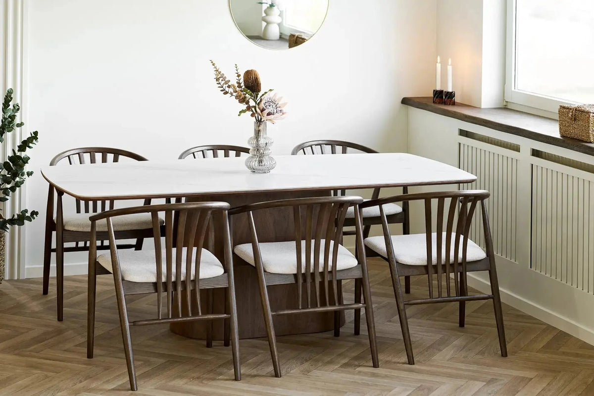 Table Rectangulaire de Salle à Manger Plateau en Céramique NOLI - 90x200 cm