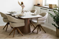 Table Rectangulaire de Salle à Manger Plateau en Céramique NOLI - 90x200 cm