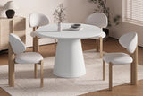 Table Ronde Effet Ciment Écru TAVINA pour salle à manger - 120 cm