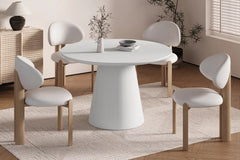 Table Ronde Effet Ciment Écru TAVINA pour salle à manger - 120 cm