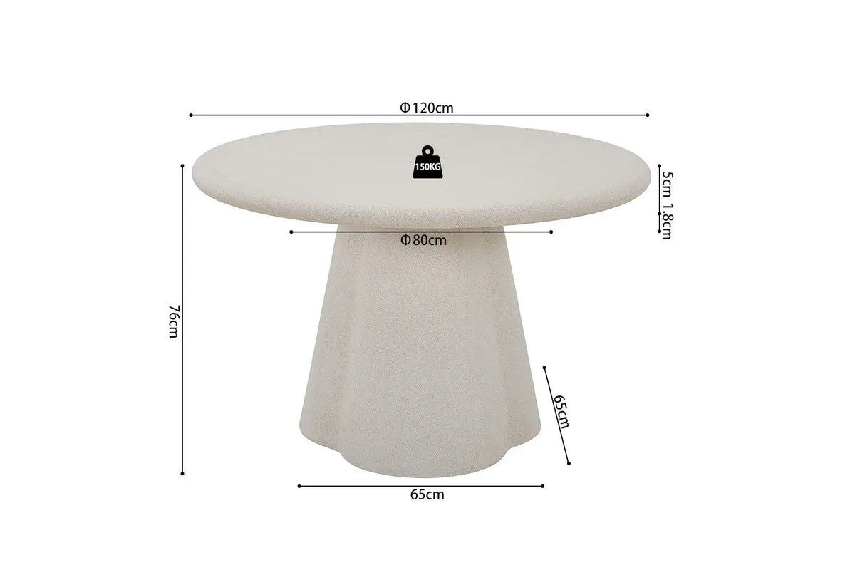 Table Ronde Effet Ciment FARY pour salle à manger - 120 cm