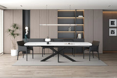 Table Extensible ARYA Ovale Danoise en Pierre - de 160 à 240 cm