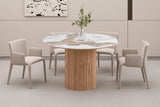 Table à Manger Extensible AVORA en Pierre Brillante Beige - 120 à 200 cm