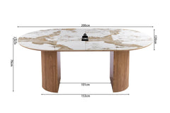 Table à Manger Extensible AVORA en Pierre Brillante Beige - 120 à 200 cm