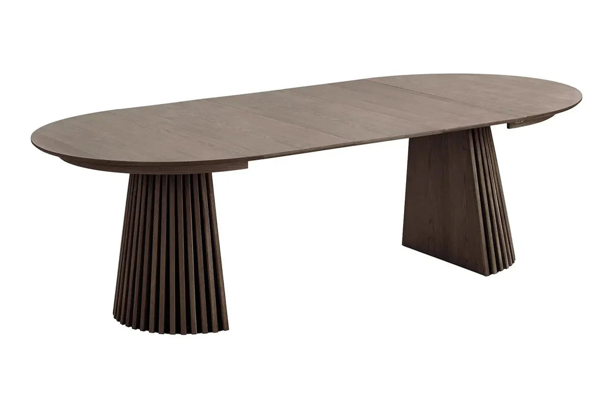 Table Extensible Ronde OSAKA Effet Bois Brun Foncé - 120 à 240 cm