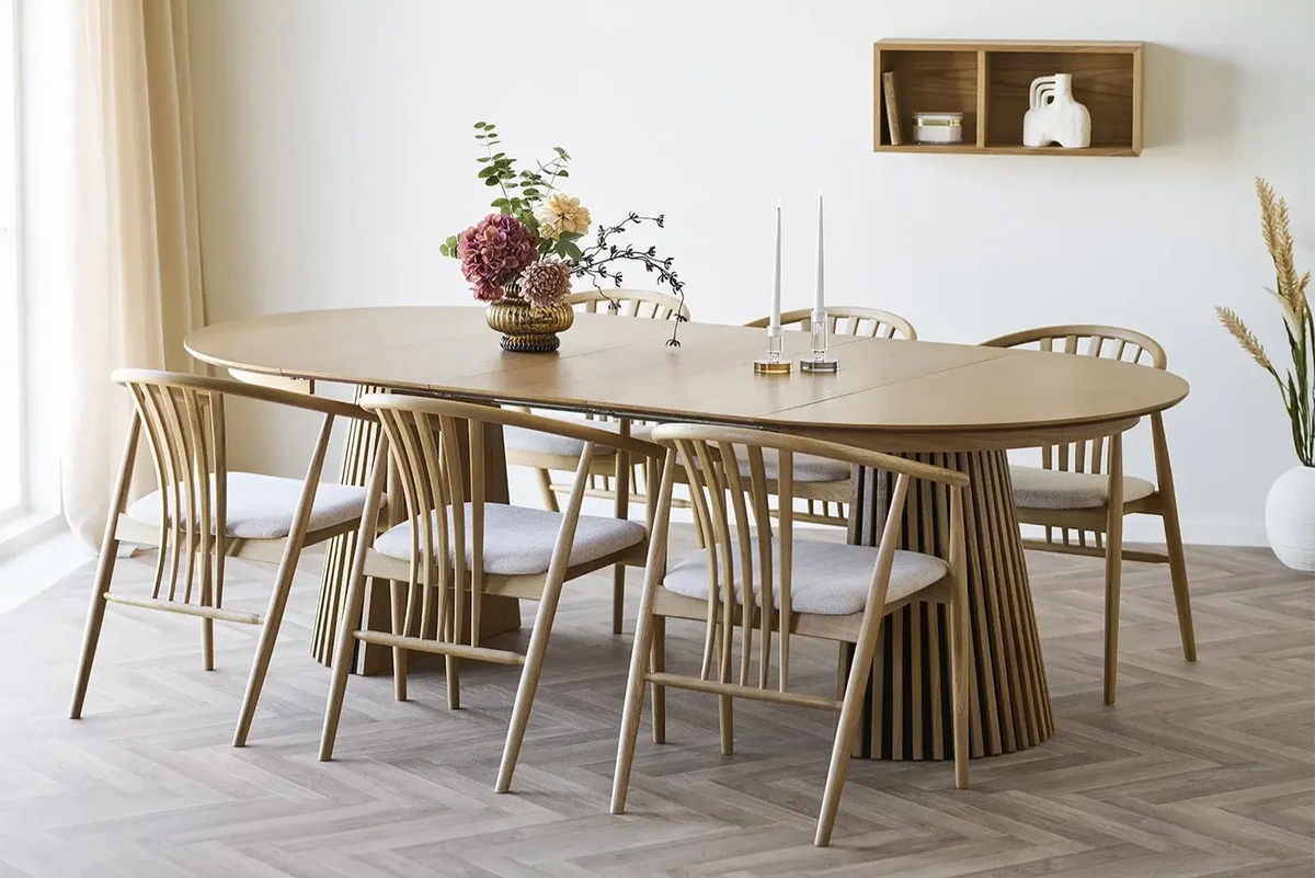 Table Extensible Ronde OSAKA Effet Bois Naturel - 120 à 240 cm