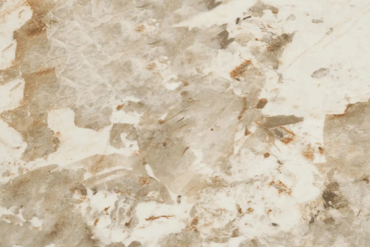 Table à Manger Ovale ATHENS Céramique Blanc Marron -  210 x 100 cm
