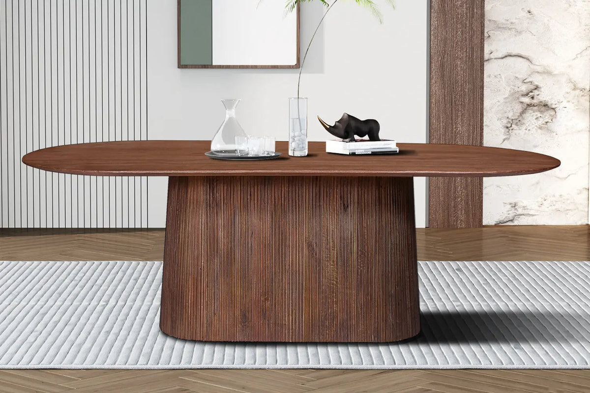 Table à Manger Ovale MAYGA en Manguier Brun Clair - 230 cm