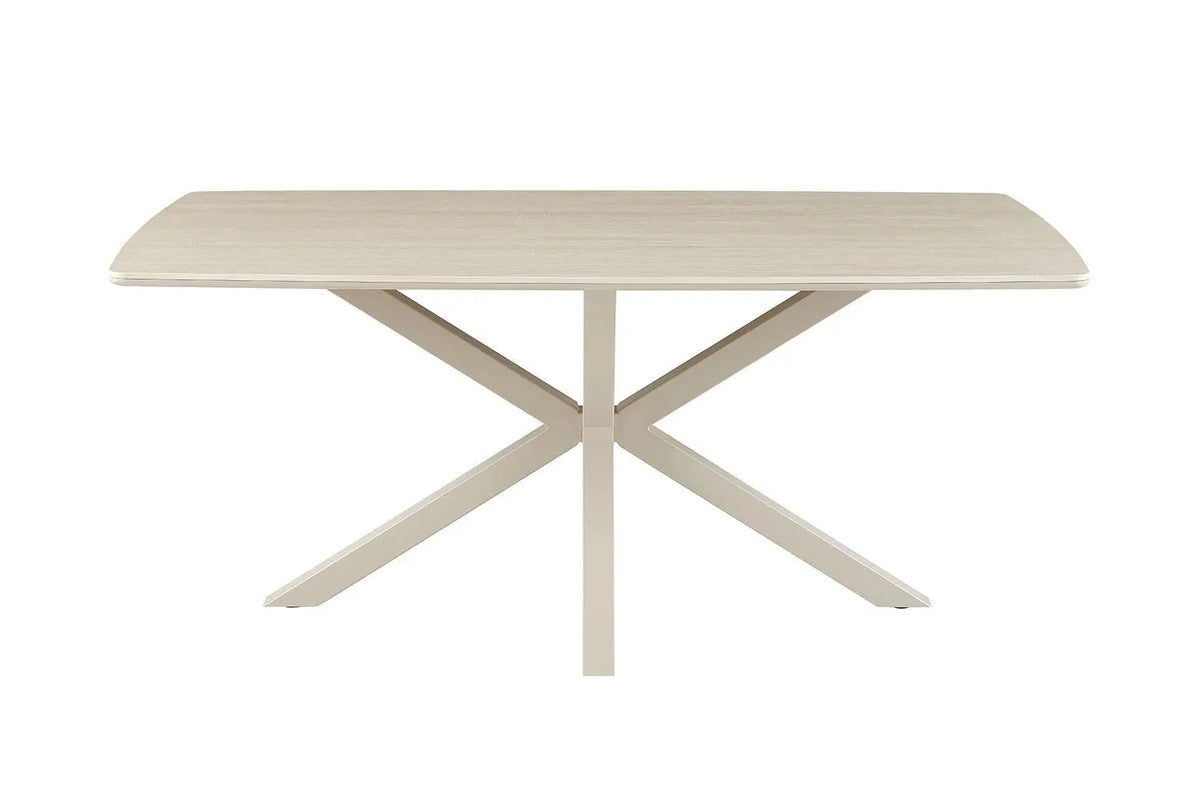Table à Manger Ovale NOAH en Pierre Frittée Beige - 180 x 90 cm