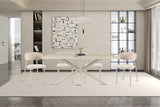 Table à Manger Ovale NOAH en Pierre Frittée Beige - 180 x 90 cm