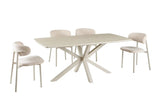 Table à Manger Ovale NOAH en Pierre Frittée Beige - 180 x 90 cm
