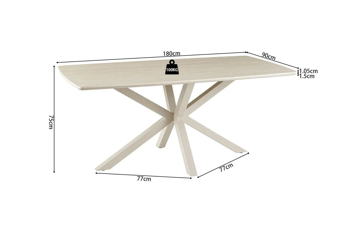 Table à Manger Ovale NOAH en Pierre Frittée Beige - 180 x 90 cm