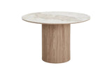 Table Ronde ATHENS en plateau en céramique, blanc, marron foncé - 120 cm