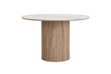 Table Ronde ATHENS en plateau en céramique, blanc, marron foncé - 120 cm