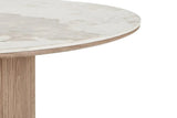 Table Ronde ATHENS en plateau en céramique, blanc, marron foncé - 120 cm