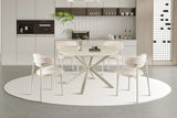 Table à Manger Ronde NOAH en Pierre Frittée Beige - Ø 120 cm