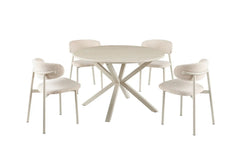 Table à Manger Ronde NOAH en Pierre Frittée Beige - Ø 120 cm