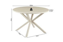 Table à Manger Ronde NOAH en Pierre Frittée Beige - Ø 120 cm