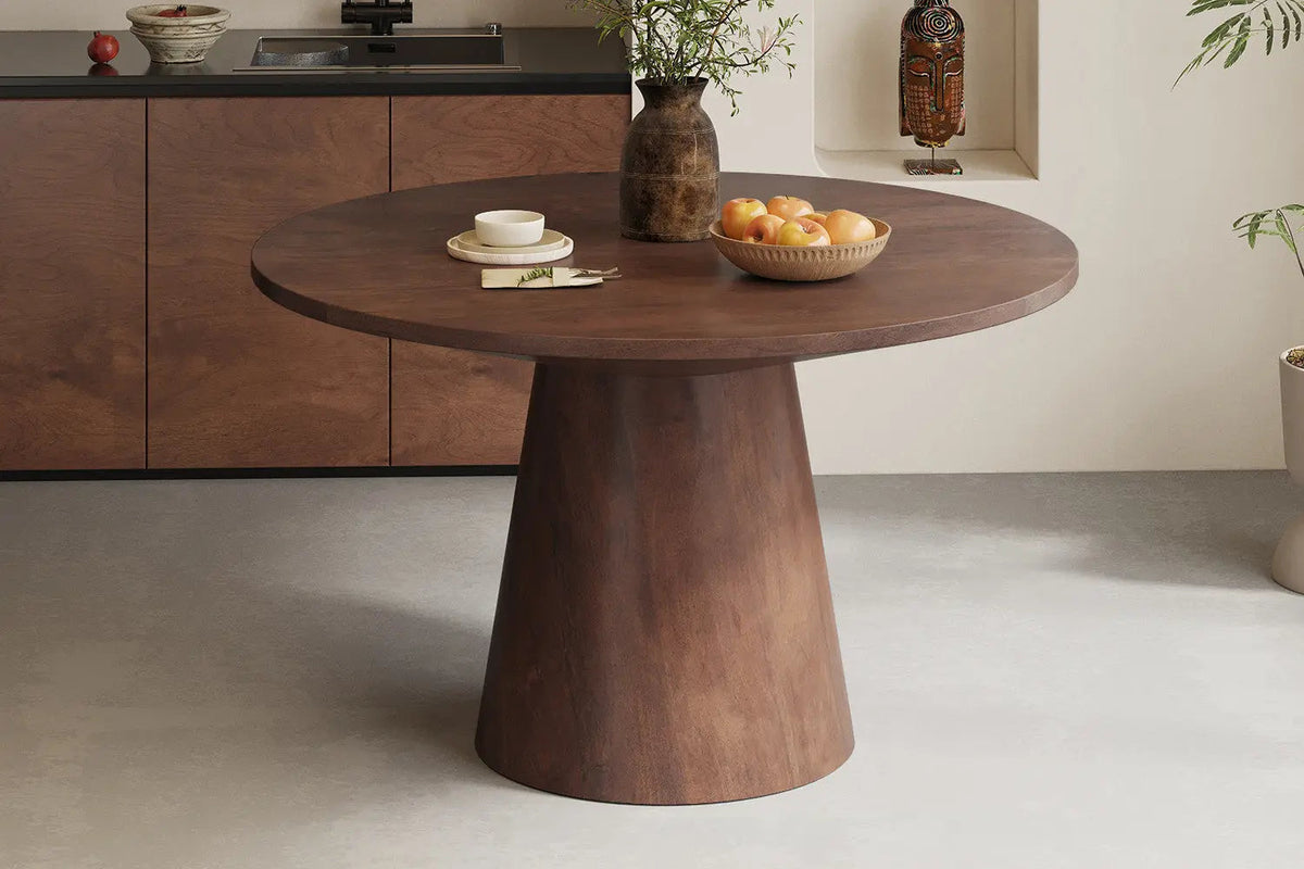 Table à manger Ronde TOMI en Bois de Manguier - 130 cm