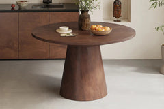 Table à manger Ronde TOMI en Bois de Manguier - 130 cm