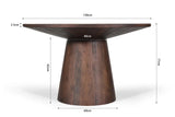 Table à manger Ronde TOMI en Bois de Manguier - 130 cm