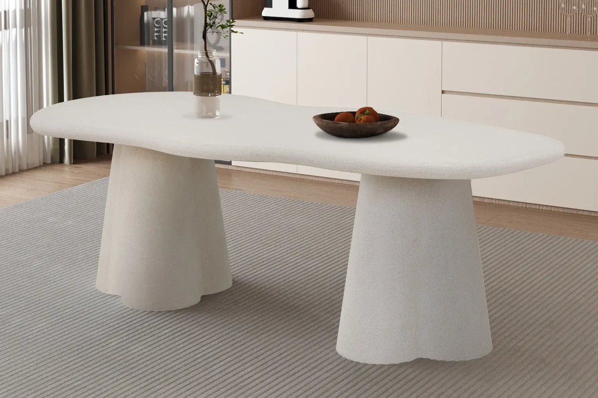 Table à manger Ovale Effet Ciment Organique FARY - 220 cm