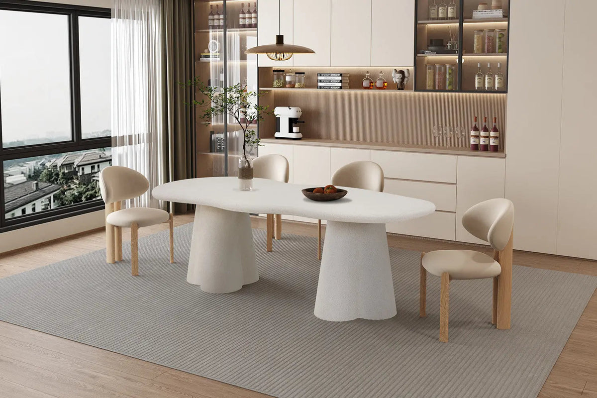 Table à manger Ovale Effet Ciment Organique FARY - 220 cm