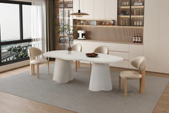 Table à manger Ovale Effet Ciment Organique FARY - 220 cm