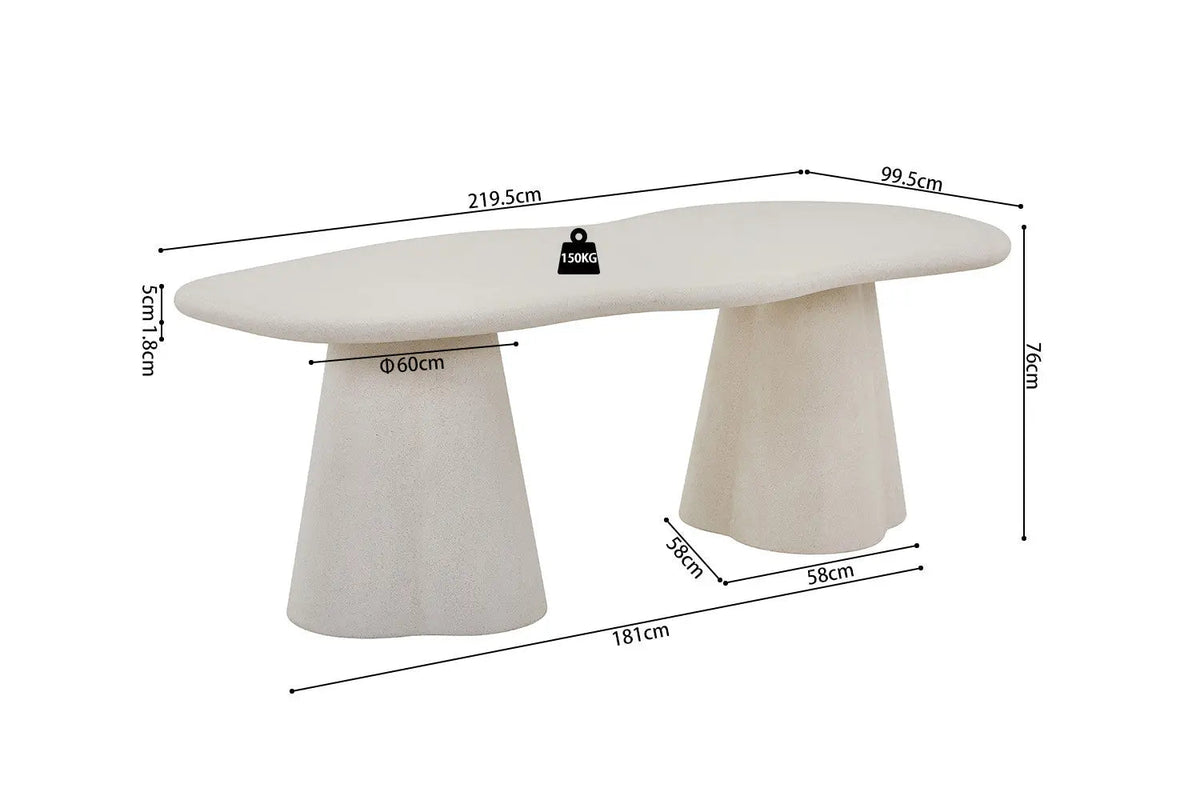 Table à manger Ovale Effet Ciment Organique FARY - 220 cm
