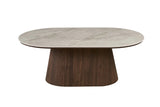 Table basse VEKO Décor Chêne et Plateau Pierre Frittée - 120 x 70 cm