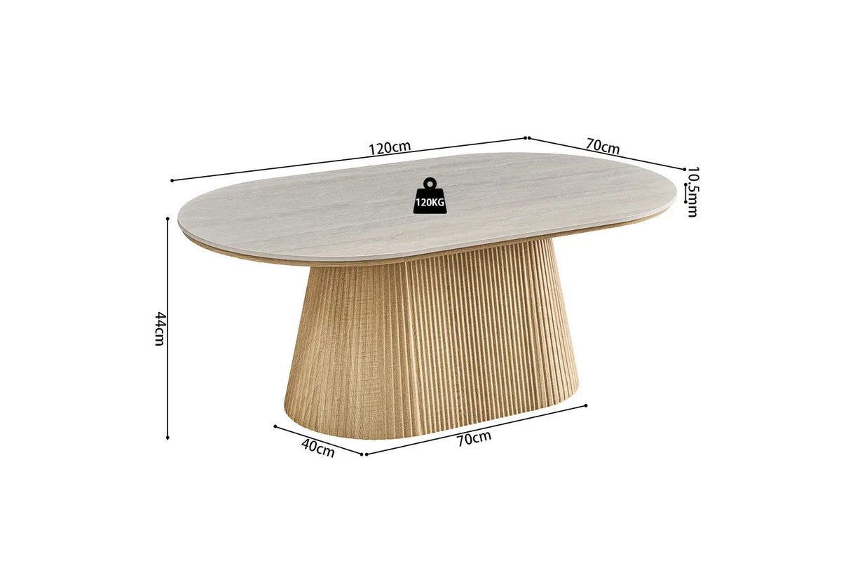 Table basse VEKO Décor Chêne et Plateau Pierre Frittée - 120 x 70 cm