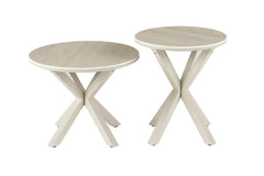 Table d'Appoint Ronde NOAH en Pierre Frittée Beige - Ø 50 cm