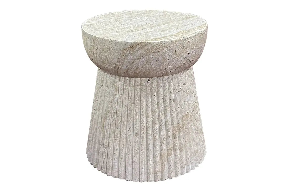 Table d'Appoint en Fibre de Verre avec Motif Rainuré BONN - 37x43cm
