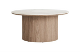 Table basse ATHENS avec un plateau en céramique, blanc et marron foncé - 80x40 cm