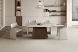 Table de salle à manger VEKO Ovale Décor Chêne et Plateau Pierre Frittée - 180 x 90 cm