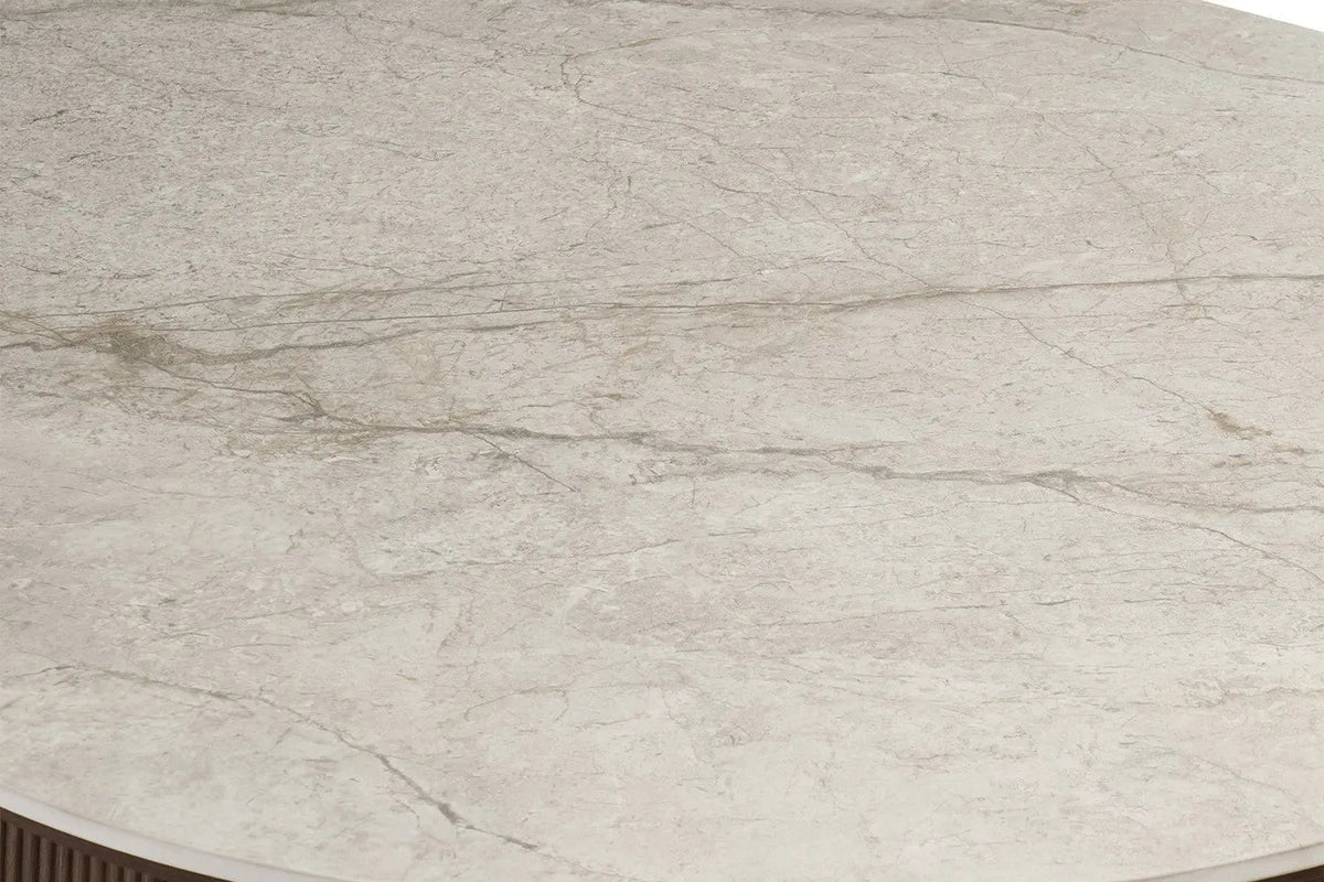 Table de salle à manger VEKO Ovale Décor Chêne et Plateau Pierre Frittée - 180 x 90 cm