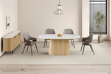 Table de salle à manger VEKO Ovale Décor Chêne et Plateau Pierre Frittée - 180 x 90 cm