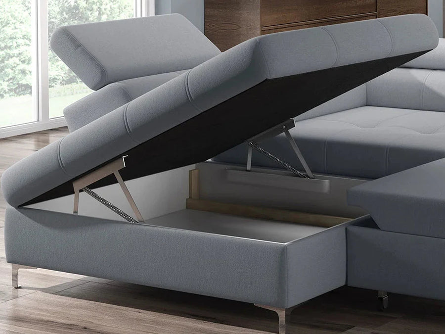 TEMPO – Canapé d'angle convertible avec coffre de rangement