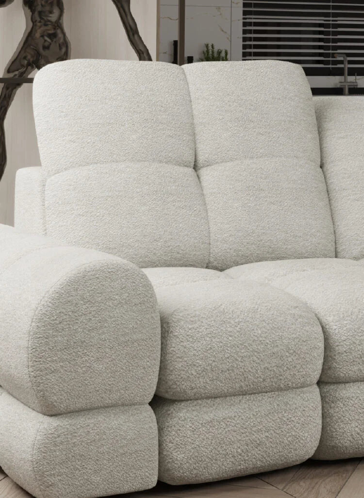 THALES L - Canapé d'angle avec assise électrique et coffre de rangement – 302 x 220 cm