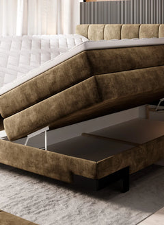 VIANO – Lit Coffre Box Spring avec Matelas Bonnel