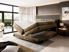 VIANO – Lit Coffre Box Spring avec Matelas Bonnel