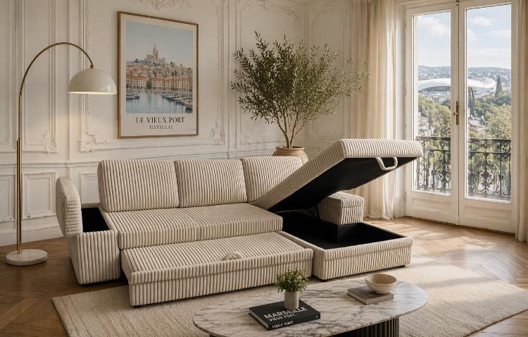 CAROLINA – Canapé d'angle convertible- 270 x 155 cm
