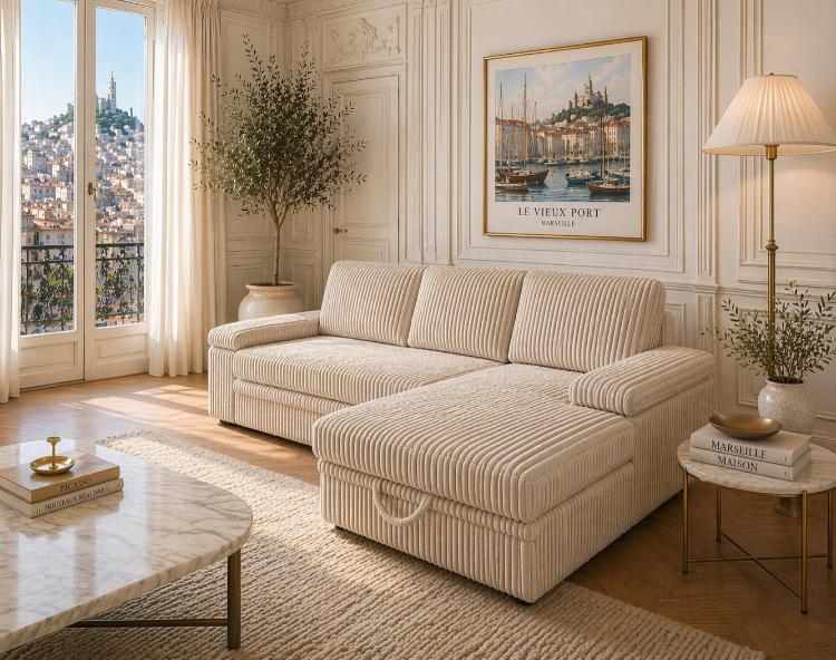 CAROLINA – Canapé d'angle convertible- 270 x 155 cm