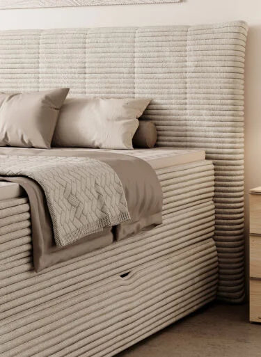 AMBER – Lit Coffre Box Spring avec Matelas Bonell