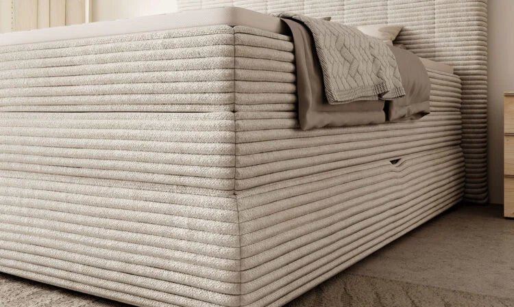 AMBER – Lit Coffre Box Spring avec Matelas Bonell