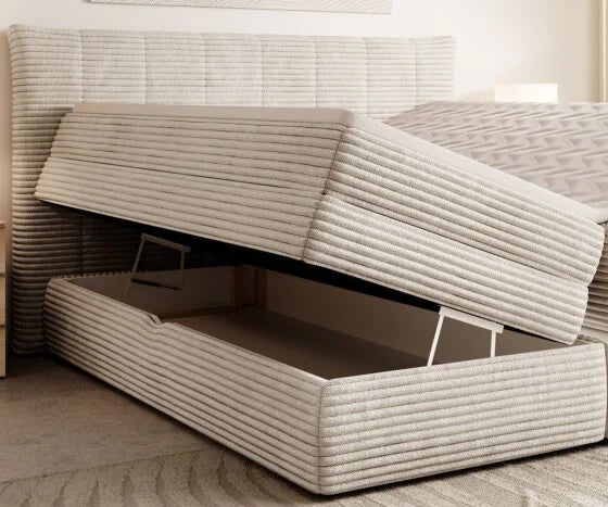AMBER – Lit Coffre Box Spring avec Matelas Bonell